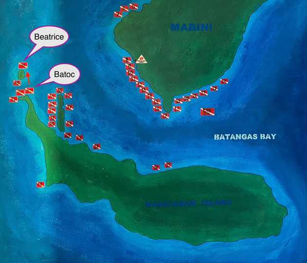 anilao dive site map