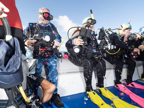 Divers on a boat