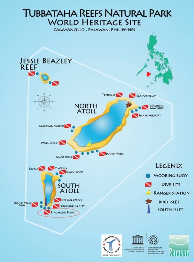 Map of Tubbataha Dive Sites